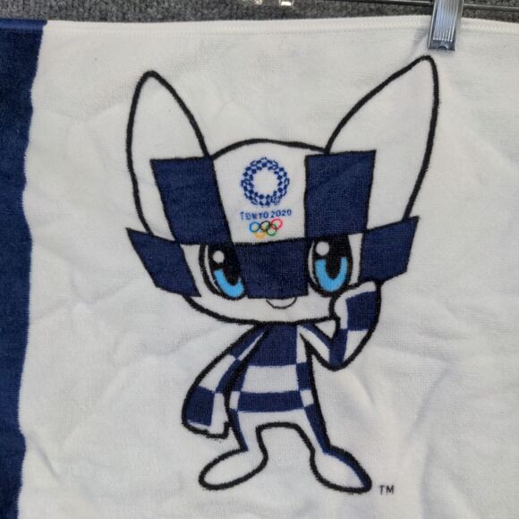 Tokyo 2020 Official Olympics Towel Blue White 12.5x33 Anime Mascot Logo - Picture 5 of 6